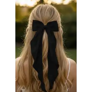 Siyah Renk Kurdele Detaylı Pens Toka