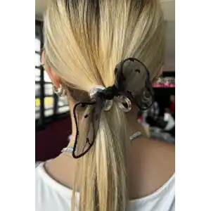 Siyah Renk Kurdele Figürlü Helezon Toka