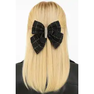 Siyah Renk Kurdele Figürlü Taş Detaylı Otomat Toka