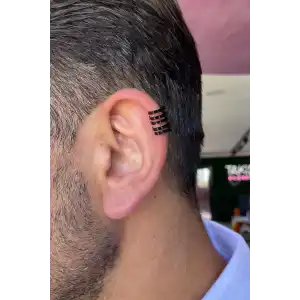 Siyah Renk Sıkıştırmalı Ear Cuff Unisex Halka Küpe (Çift)