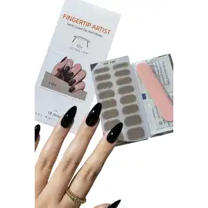 Siyah Renk Sim Detaylı Jel Tırnak Etiketi - Uv Ile Yapılan Poly Jel Sticker Sertleşen -Kürlenmiş Jel Tırnak Stickerı