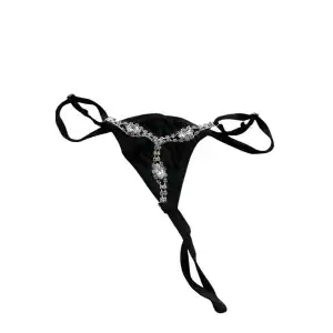 Siyah Renk Taş Detaylı Tanga