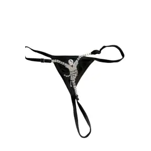 Siyah Renk Taş Detaylı Tanga