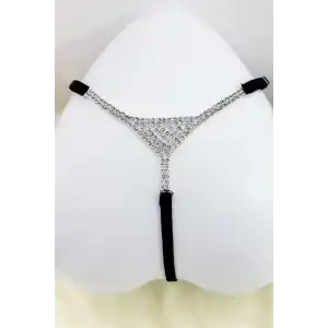 Siyah Renk Taş Detaylı Tanga