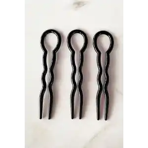 Siyah Renk Üçlü Topuz Tokası