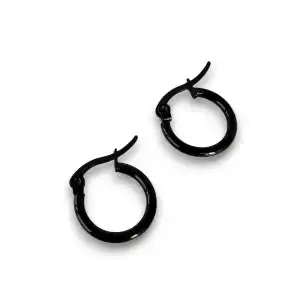 Siyah Renk Unisex Çelik Halka Küpe (Çift)