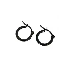 Siyah Renk Unisex Çelik Halka Küpe (Çift)