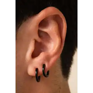 Siyah Renk Unisex Halka Küpe (Çift)