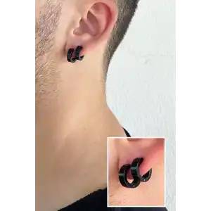Siyah Renk Unisex Halka Küpe (Çift)
