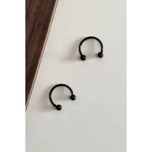 Siyah Renk Unisex Halka Küpe (Çift)