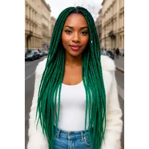 Siyah Turkuaz İki Renk Ombreli Afrika Zenci Örgüsü Box Braid Sentetik Saç 60cm 100gr