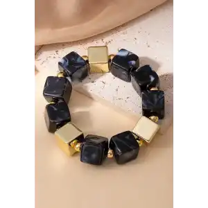 Siyah Ve Altın Renk Boncuk Detaylı Bileklik