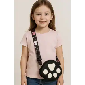 Siyah Ve Beyaz Renk Pati Figürlü Çocuk Çanta