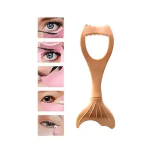 Somon Renk Alt ve Üst Kirpik Rimel Ve Eyeliner Sürme Aparatı