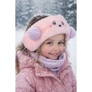 Somon Renk Ayıcık Figürlü Peluş Kulaklık