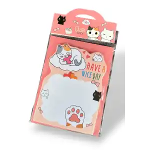 Somon Renk Kedi Figürlü Yapışkanlı Not Kağıdı