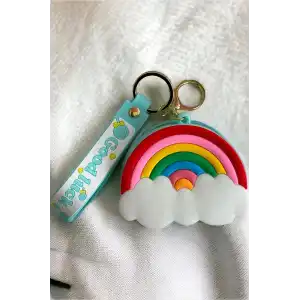 Turkuaz Renk Gökkuşağı Figürlü Cüzdan/ Anahtarlık