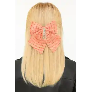 Turuncu Renk Kurdele Figürlü Taş Detaylı Otomat Toka