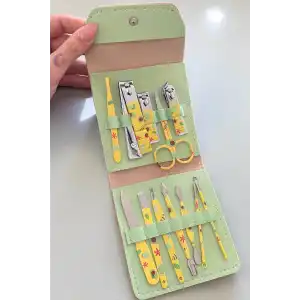 Yeşil Renk Avakado Figürlü 12li Manikür Pedikür Seti