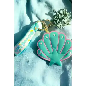 Yeşil Renk Deniz Kabuğu Figürlü Cüzdan/ Anahtarlık