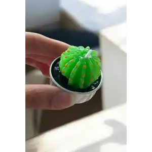 Yeşil Renk Kaktüs Figürlü Mum