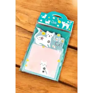 Yeşil Renk Kedi Figürlü Yapışkanlı Not Kağıdı