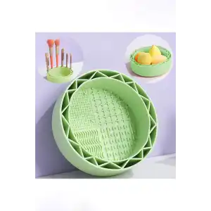 Yeşil Renk Makyaj Fırça Temizleme Matı