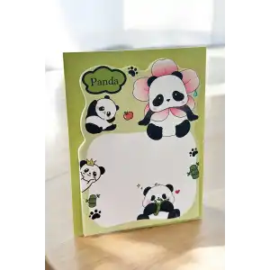 Yeşil Renk Panda Figürlü Yapışkanlı Not Kağıdı