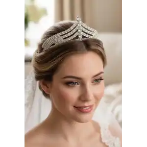 Zirkon Taşlı Gelin/Kına/Nişan/Söz Tasarım Taç