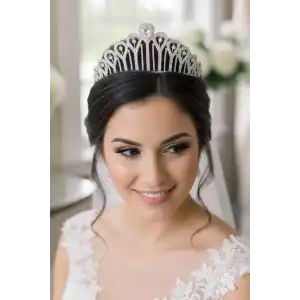 Zirkon Taşlı Gelin/Kına/Nişan/Söz Tasarım Taç