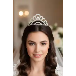 Zirkon Taşlı Gelin/Kına/Nişan/Söz Tasarım Taç