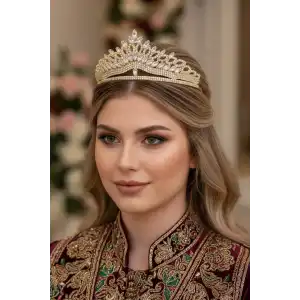Zirkon Taşlı Gelin/Kına/Nişan/Söz Tasarım Taç