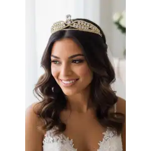 Zirkon Taşlı Gelin/Kına/Nişan/Söz Tasarım Taç