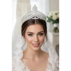 Zirkon Taşlı Gelin/Kına/Nişan/Söz Tasarım Taç