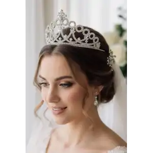 Zirkon Taşlı Gelin/Kına/Nişan/Söz Tasarım Taç