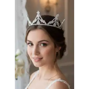 Zirkon Taşlı Gelin/Kına/Nişan/Söz Tasarım Taç