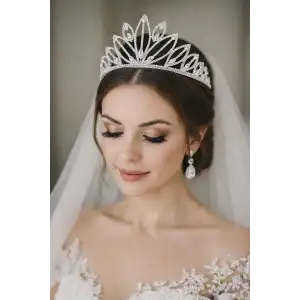 Zirkon Taşlı Gelin/Kına/Nişan/Söz Tasarım Taç