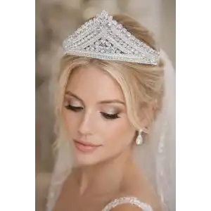 Zirkon Taşlı Gelin/Kına/Nişan/Söz Tasarım Taç