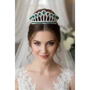 Zirkon Taşlı Gelin/Kına/Nişan/Söz Tasarım Taç