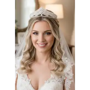 Zirkon Taşlı Gelin/Kına/Nişan/Söz Tasarım Taç