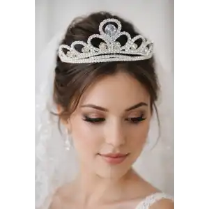 Zirkon Taşlı Gelin/Kına/Nişan/Söz Tasarım Taç