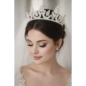 Zirkon Taşlı Gelin/Kına/Nişan/Söz Tasarım Taç