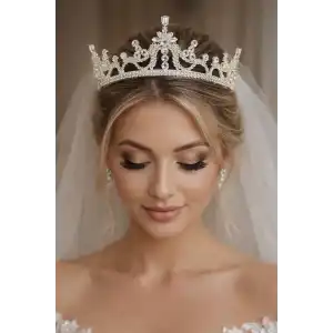 Zirkon Taşlı Gelin/Kına/Nişan/Söz Tasarım Taç