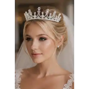 Zirkon Taşlı Gelin/Kına/Nişan/Söz Tasarım Taç