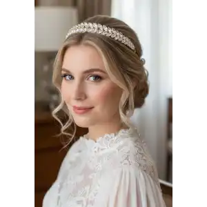 Zirkon Taşlı Gelin/Kına/Nişan/Söz Tasarım Taç