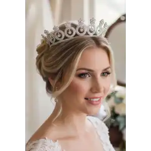 Zirkon Taşlı Gelin/Kına/Nişan/Söz Tasarım Taç