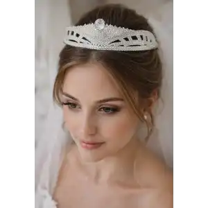 Zirkon Taşlı Gelin/Kına/Nişan/Söz Tasarım Taç