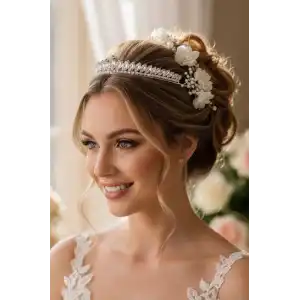 Zirkon Taşlı Gelin/Kına/Nişan/Söz Tasarım Taç