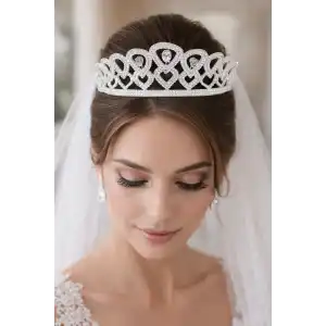 Zirkon Taşlı Gelin/Kına/Nişan/Söz Tasarım Taç