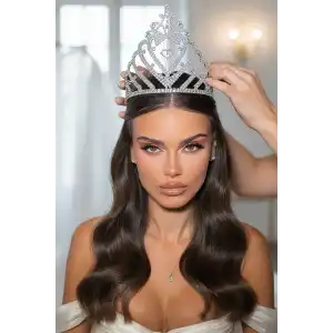 Zirkon Taşlı Gelin/Kına/Nişan/Söz Tasarım Taç